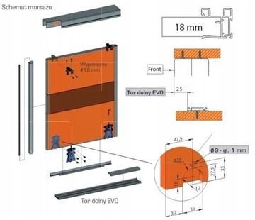 Комплект фурнитуры GTV Loca 2,5м/2d ALU, высота 3,0м