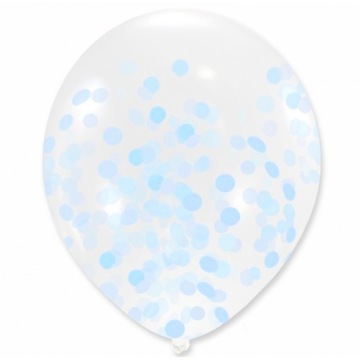 Balony przeźroczyste z konfetti niebieskie duże