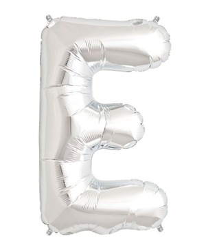 SREBRNY BALON KSZTAŁT LITERY 70 CM SREBNA LITERA E
