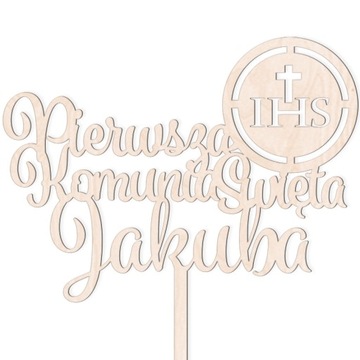 TOPPER NA TORT PIERWSZA KOMUNIA ŚWIĘTA DEKORACJA N