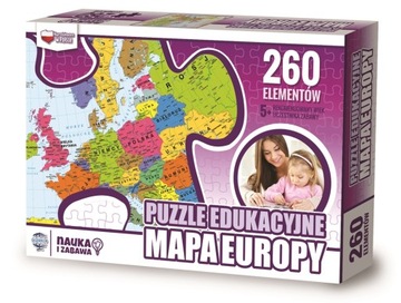 PUZZLE EDUKACYJNE - MAPA EUROPY - 260 EL , 60x40cm