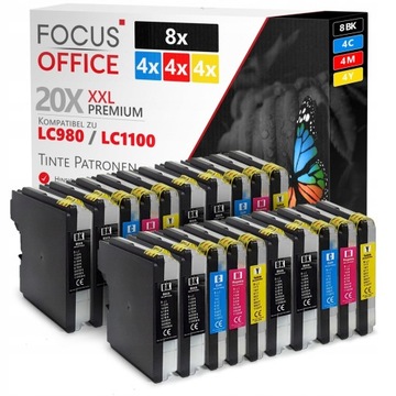 20x Tusz do Brother LC-980 LC-1100 DCP-165C 145C
