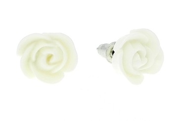 Kolczyki róże kwiaty rose różyczki białe