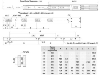 Направляющая GTV VERSALITE PLUS 600 мм SILENT CLOSE