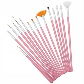 НАБОР ИЗ 15 АКРИЛОВО-ГЕЛЕВЫХ ГИБРИДНЫХ КИСТЕЙ, РОЗОВЫЙ