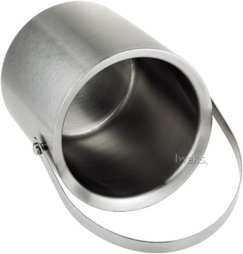 WIADERKO DO LODU COOLER POJEMNIK Z POKRYWKĄ na lód KOSTKI 1,5L STALOWE