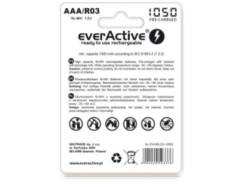Аккумуляторные батареи (NiMH) Everactive AAA (R3) 1050 мАч 4 шт.
