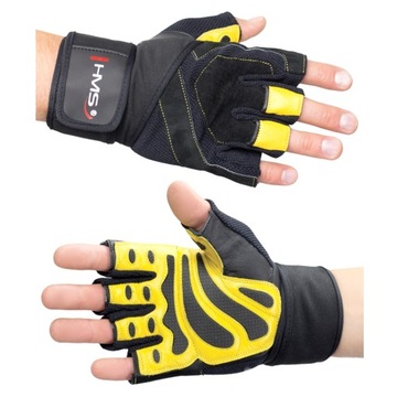 ПЕРЧАТКИ ДЛЯ ТРЕНАЖЕРНОГО ЗАЛА RST01 ЧЕРНЫЕ/ЖЕЛТЫЕ HMS S ТРЕНИРОВОЧНЫЙ ЗАЛ