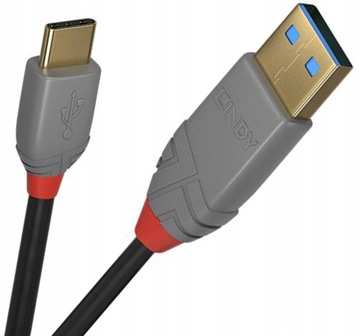Lindy 36887 USB 2.0 A-C Линейный кабель Anthra — 2 м, быстрая зарядка 2.0