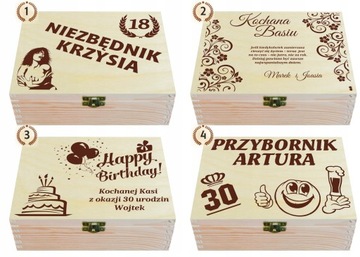 ПОДАРОЧНАЯ КОРОБКА НА 18, 30, 40, 50 ДНЕЙ РОЖДЕНИЯ, ДЕРЕВЯННАЯ ГРАВИРОВКА ИМЕНИ