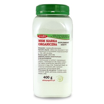 MSM SIARKA ORGANICZNA W PROSZKU 400g KOLAGEN AGNEX