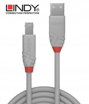 Lindy 36683 USB 2.0 A -B Серый кабель - 2M