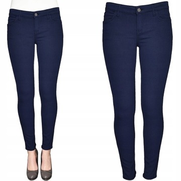 Mango Damskie Granatowe Spodnie Jeansy Skinny Rurki Bawełna Denim XS 34