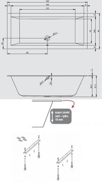 ПРЯМОУГОЛЬНАЯ ВАННА RIHO LUGO 180x80 BT02 + НОЖКИ