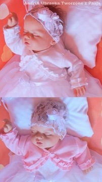 BALLERO - БЕЛО-РОЗОВЫЙ ДЖЕМПЕР на КРЕЩЕНИЕ 74/80