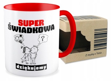 Kubek czerwony ŚLUB PODZIĘKOWANIA dla ŚWIADKÓW