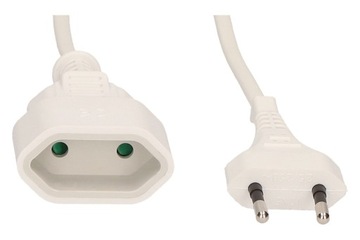 Przedłużacz pojedynczy płaski bez uziemienia 2m biały