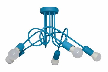 EDISON LOFT 5 NOWOCZESNA LAMPA TURKUS PLAFON LED E