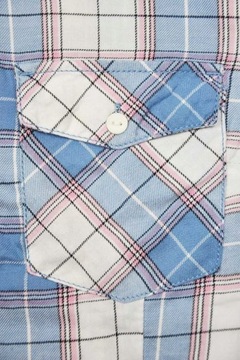 H&M Damska Klasyczna Błękitna Koszula w Kratę Guziki Bawełna XS 34