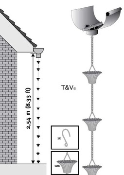 Цепь водосточного желоба 259 см для сада