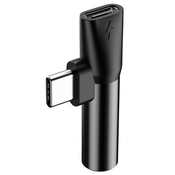 Baseus USB-C — Audio Mini Jack 3,5 мм + угловой адаптер USB-C L41, черный