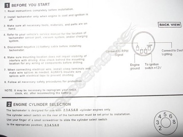 ИНДИКАТОР ТАХОМЕТРА черный циферблат Auto Gauge vdo