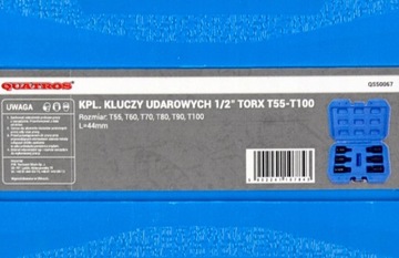 ZESTAW KLUCZY KLUCZE NASADOWE UDAR TORX T55-T100