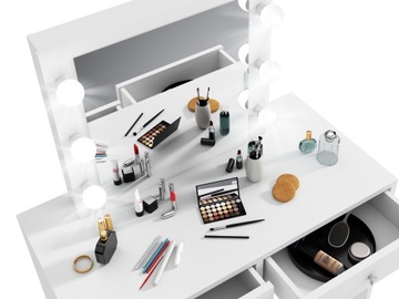 КОСМЕТИЧЕСКИЙ СТОЛИК С ЗЕРКАЛОМ MEGA 6 LED, БЕЛЫЙ