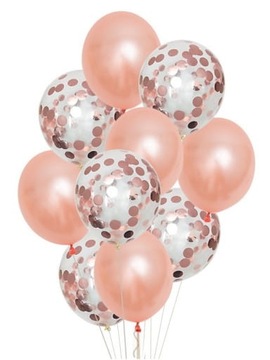 Balony lateksowe KONFETTI Rose Gold 10 szt