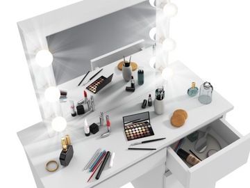 BETA 6 LED КОСМЕТИЧЕСКИЙ СТОЛИК, БЕЛЫЕ ЯЩИКИ