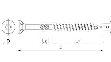 Террасная винт для платы, терраса - 5,0x70 - 250 ПК