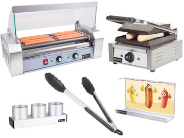 ZESTAW DO HOT-DOGÓW PODGRZEWACZ + GRILL +AKCESORIA