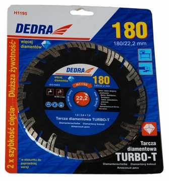 DEDRA TARCZA DIAMENTOWA TURBO-T 180mm H1195 DEDRA