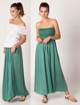 Воздушная ДЛИННАЯ ЮБКА-ПЛАТЬЕ МАКСИ 2в1 Зеленое