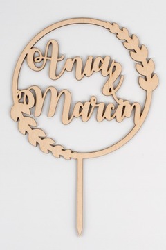 ТОПЕР ДЛЯ СВАДЕБНОГО ТОРТА, ИМЯ ИМЯ СВАДЬБА, КРУГ