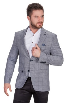 Marynarka męska szara krata 3631 fashionmen2 r. 54 xl