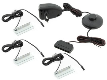 KPL.3x Klips PCV LED do szklanej półki +zasilacz