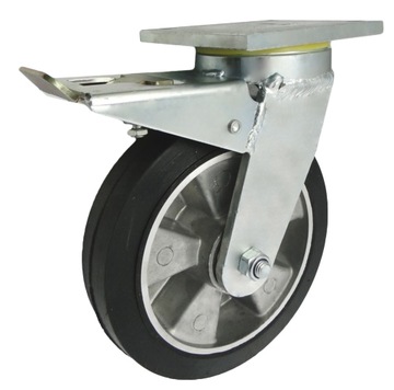 fi 250 KOŁO SKRĘTNE ALUMINIOWO GUMOWE 400KG HAMUL