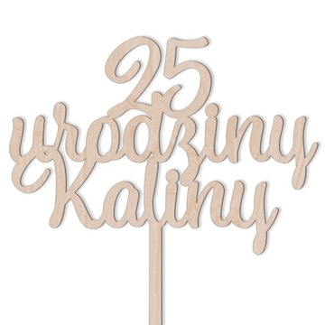 TOPPER DEKORACJA NA TORT URODZINY NAPIS DREWNIANY
