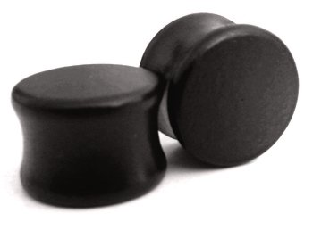 Plug tunel czarny Drewniany siodłowy pełny 8mm
