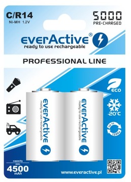 2x akumulatorki everActive R14/C Ni-MH 5000 mAh