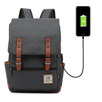 Modny plecak Oxford na laptopa 15 c/szary USB