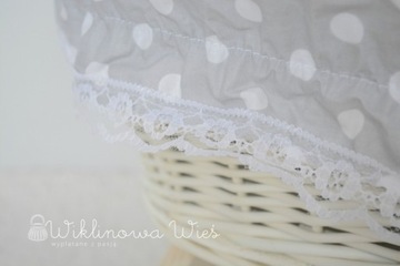 КОМПЛЕКТ ПРЕМИУМ БЕЛАЯ КОЛЯСКА + ЛЮЛЬКА, СЕРЫЙ В горошек