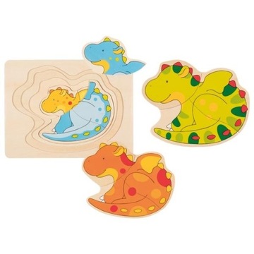 Warstwowe puzzle drewniane smoki dla dzieci Goki