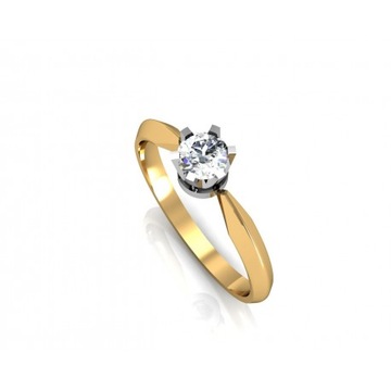 WSPANIAŁY Pierścionek z BRYLANTEM 0.15 ct