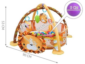 БОЛЬШОЙ ОБРАЗОВАТЕЛЬНЫЙ КОВрик ДЛЯ ДЕТЕЙ, МЛАДЕНЦЕВ, СЕНСОРНАЯ РУЧКА С ШАРИКАМИ, ЛЕВ