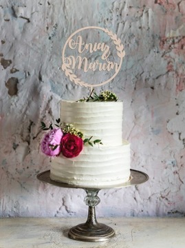ТОПЕР ДЛЯ СВАДЕБНОГО ТОРТА, ИМЯ ИМЯ СВАДЬБА, КРУГ