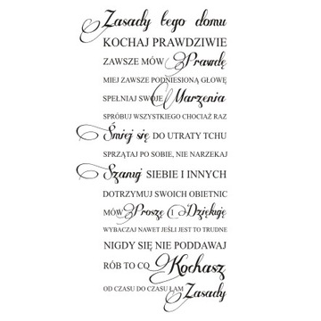 Napis na ścianę naklejka - Zasady tego domu - 180