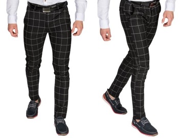 Spodnie wizytowe w kratkę P-26 fashionmen2 r.34