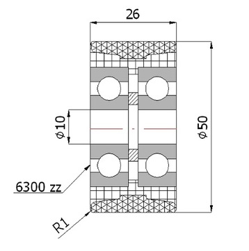 ПЛАСТИКОВЫЕ РОЛИКИ - ПОЛИУРЕТАН 50-26/10